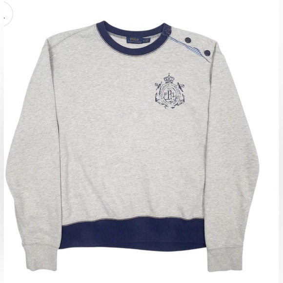Polo Ralph Lauren Sweaters - Polo by Ralph Lauren Gray and Blue Crew Neck Sweater
